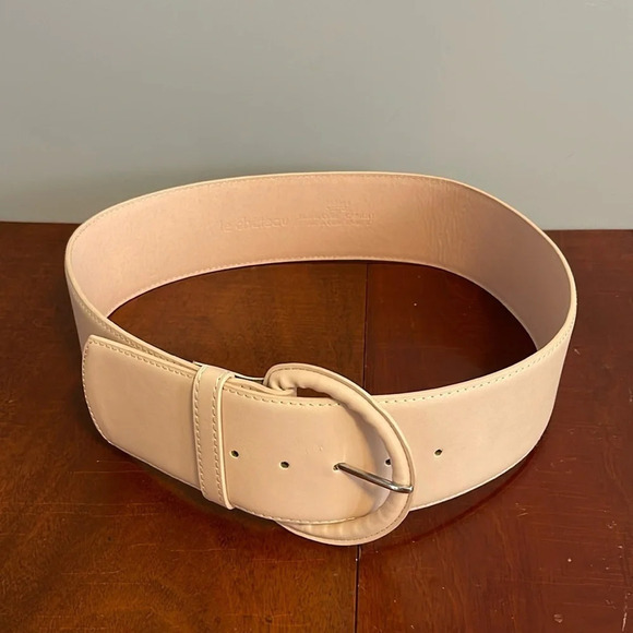 LE CHATEAU Nude Peachy Pink Wide Belt Faux Leather 80’s Vibe Size XL - Picture 9 of 9